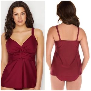 Miraclesuit Twist-Front Swim Coverup in Wine